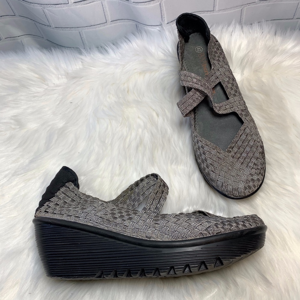 Bernie Mev Lulia Gunmetal Silver Slip On Sz 42/11